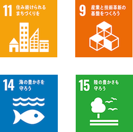 SDGs　目標11　目標9　目標14　目標15　