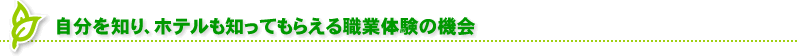 自分を知り、ホテルを知ってもらえる職業体験の機会