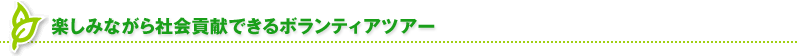 楽しみながら社会貢献できるボランティアツアー